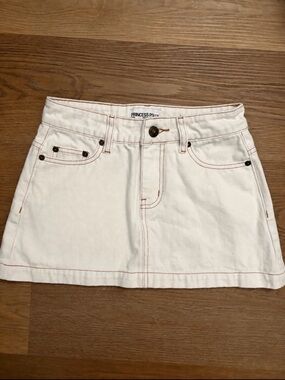 Princess Polly denim mini skirt white/brown size 0